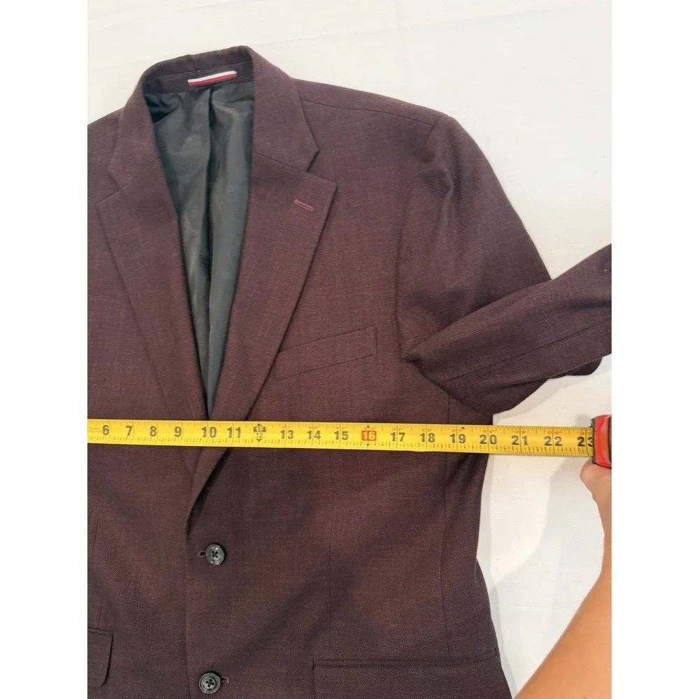 Tommy Hilfiger Men's Blazer Jacket Modern-Fit Solid Burgundy Size 36R formal
